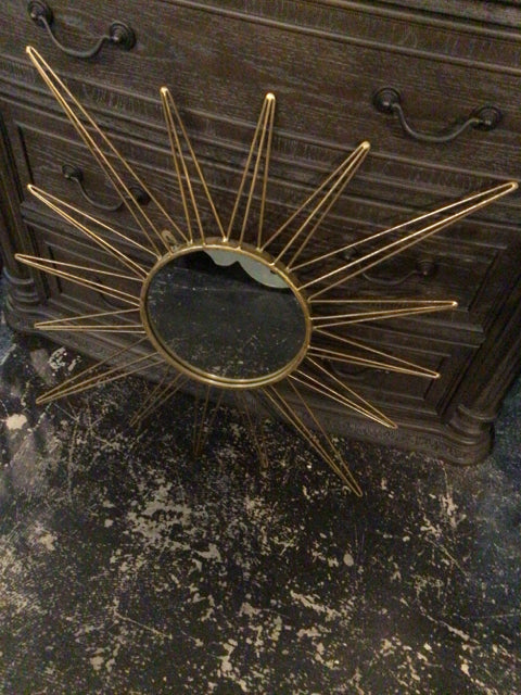 Mid Century Gold Sunburst Mirror
