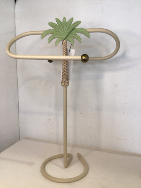 Toilet Paper Holder White/Green Metal Palm Tree Bathroom Access