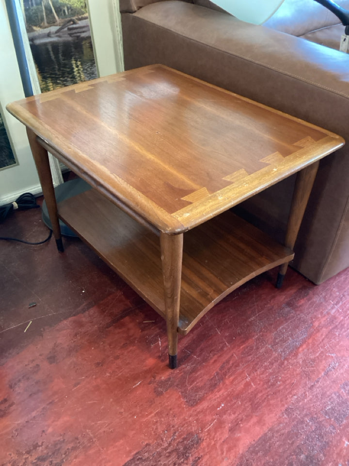 Lane Mid-Century Wood Tiered As Is Brown Table