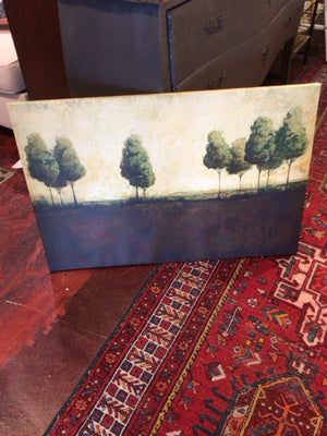 Yellow/Green Landscape Trees Stretch Canvas Art