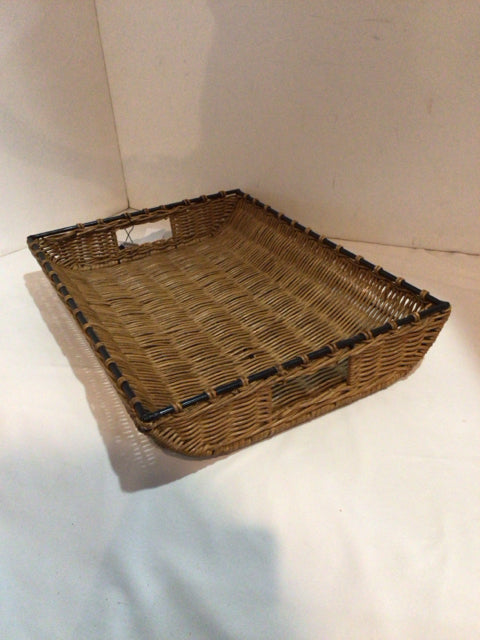 Tray Brown/Black Metal/Wicker Basket