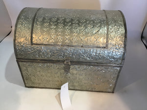 Lined Metal Embossed Silver Box
