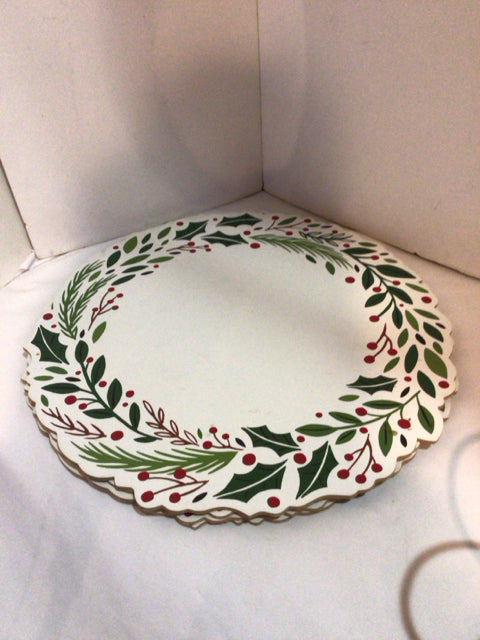 Williams-Sonoma Christmas White/Green Cork Back Placemats Set of 4 Holiday Item