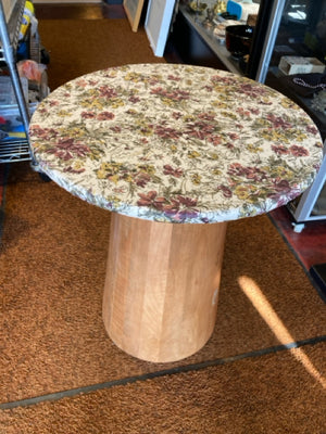 Side Wood Floral Brown/Green Table