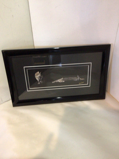 Signed Print Black/Gray Cats Framed Art