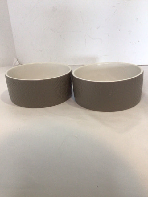 Top Paw Dog Brown Ceramic Pair Bowl Set