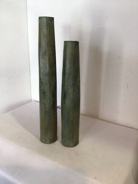 Pair Green Copper Vase