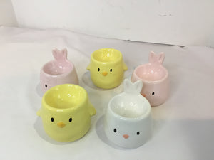 Wooly Heads Set of 5 Pastel Ceramic Egg Cup