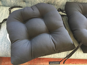 Set of 4 Black Polyester Chair Cushion
