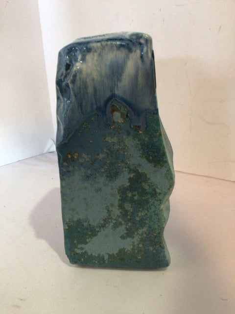 Tony Evans Raku Blue Pottery Vase