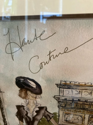 Signed Black/Green Paris Framed Art