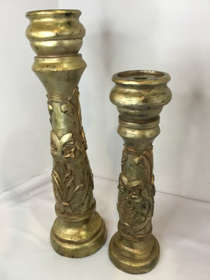 Pillar Gold Resin Pair Candle Holders