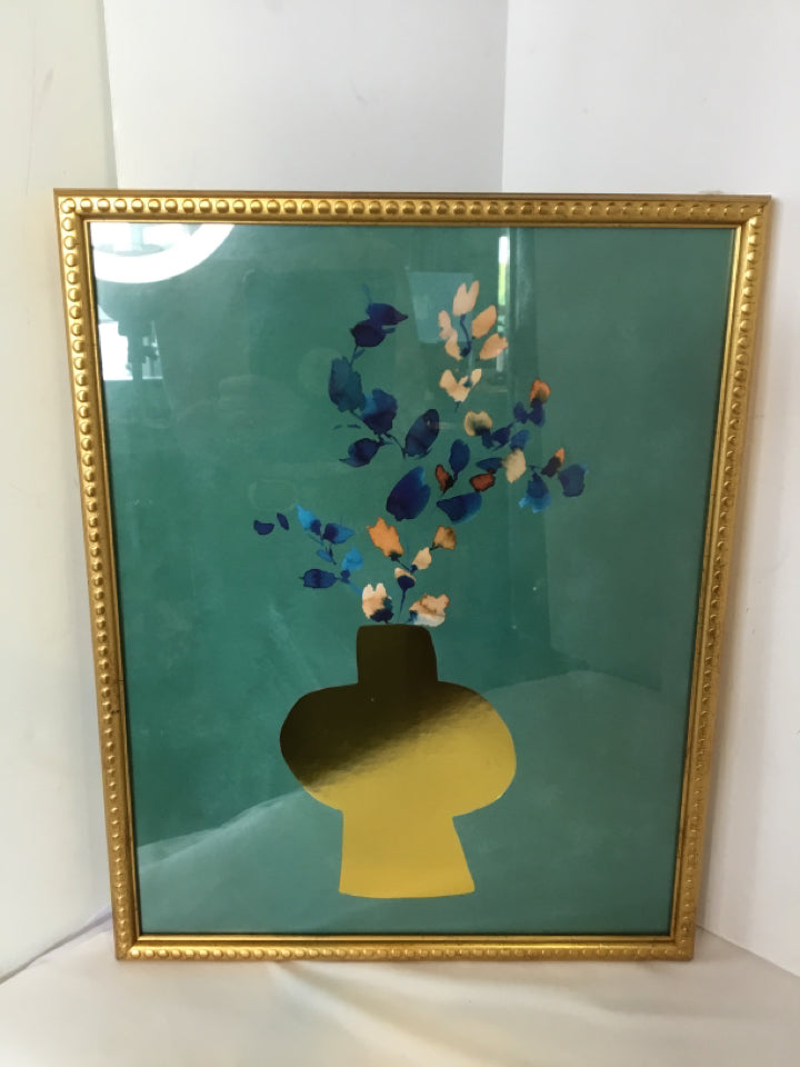 Gallery 57 Teal Flower Framed Art