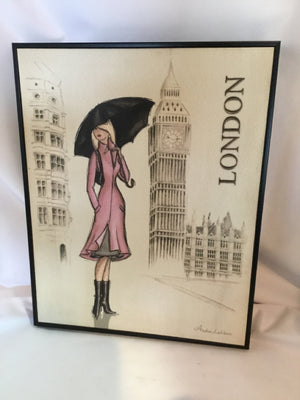 Signed London Woman Framed Art