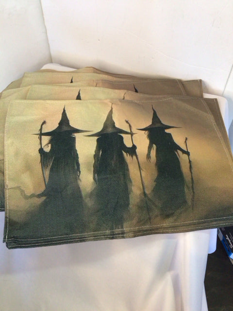 Placemats Cream/Black Witch Set of 8 Holiday Item
