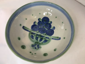 M.A. Hadley Gray/Blue Stoneware Pig Bowl