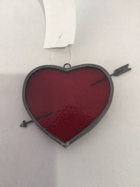 Red Glass Heart Sun Catcher