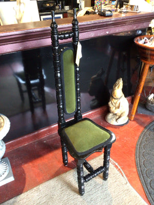 Jacobean Wood Velvet Green Chair