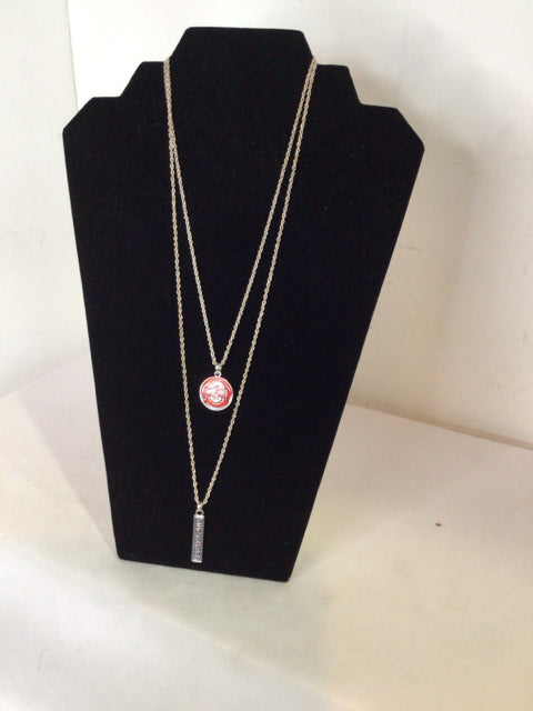 OSU Silver/Red Double Necklace