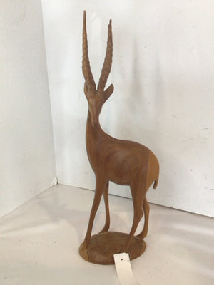 African Brown Wood Antelope Sculpture