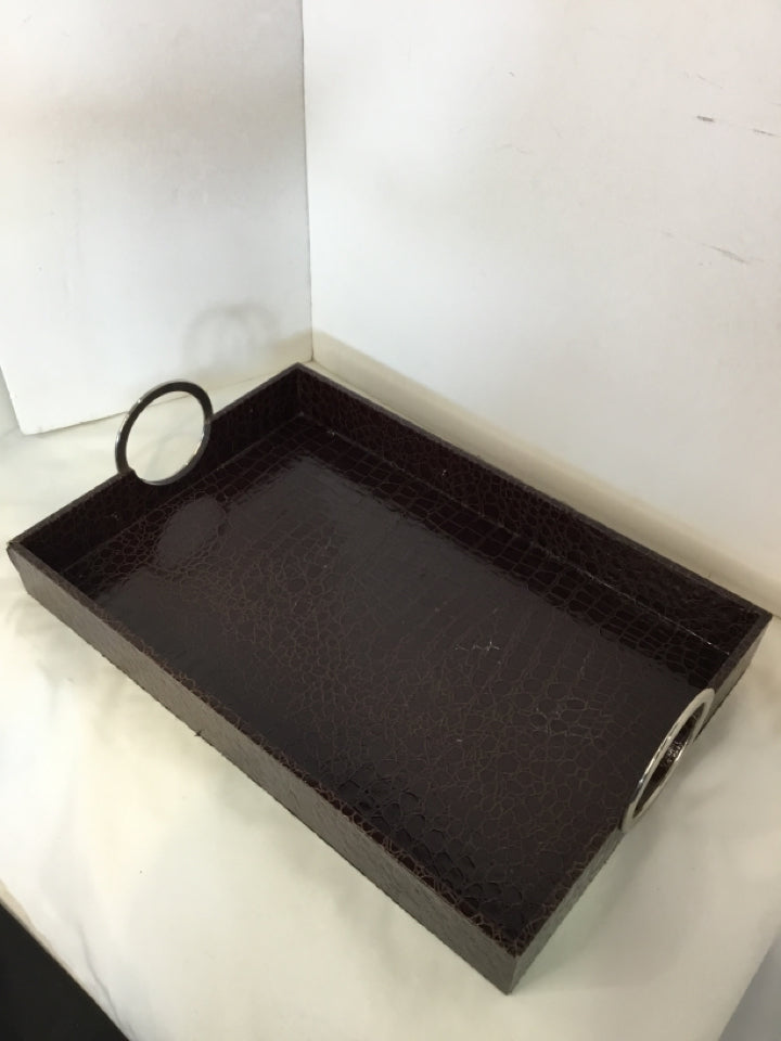 Handled Brown Alligator Tray