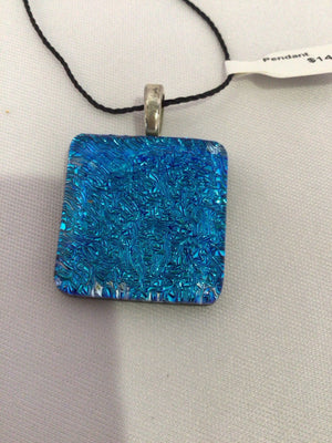 Glass Blue Square Pendant