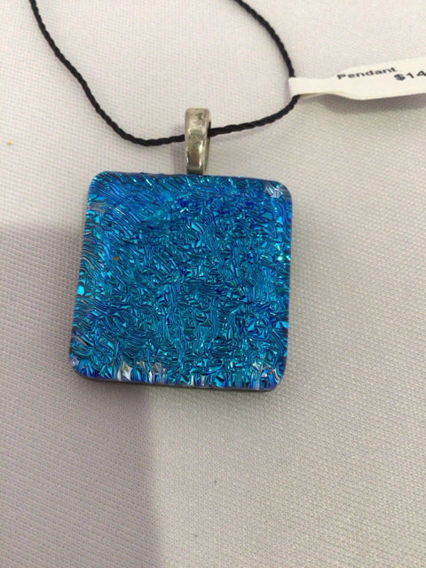 Glass Blue Square Pendant