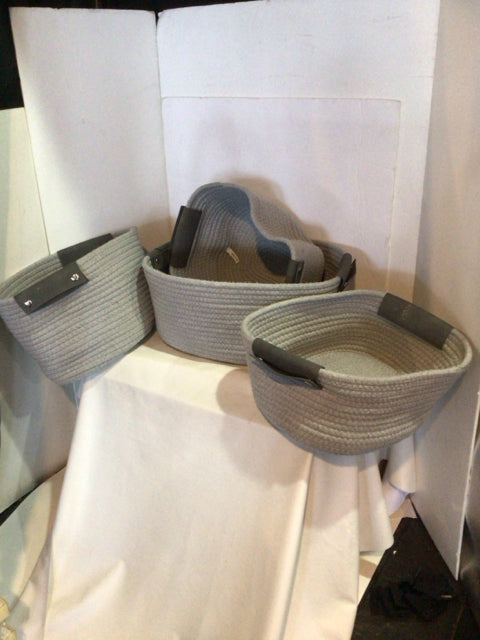 Set of 4 Gray Cotton Basket