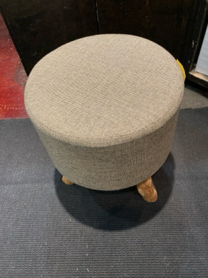 Upholstered Round Black/White Ottoman