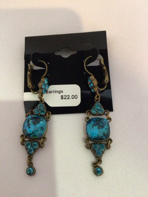 Blue Rhinestone Earrings