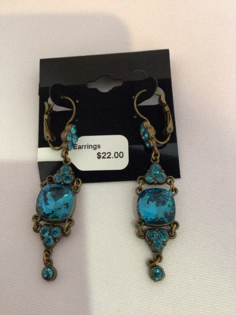 Blue Rhinestone Earrings
