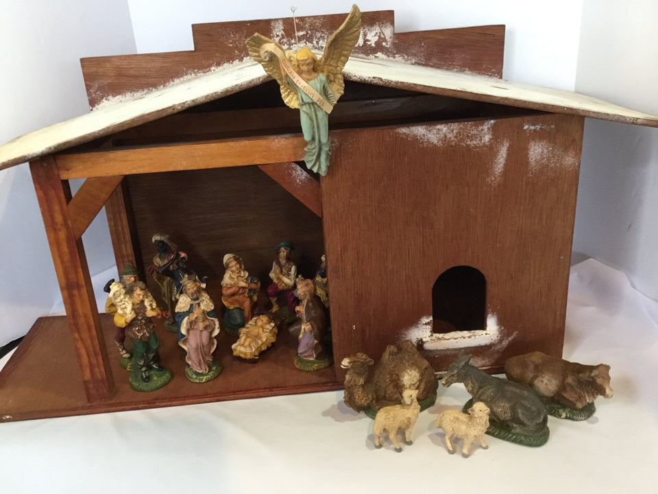 Vintage Nativity Brown/Multi Wood Holiday Item