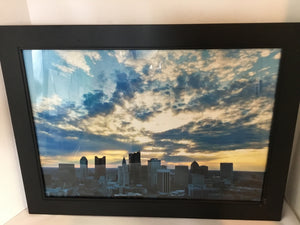 Photo Black/Blue Skyline Framed Art