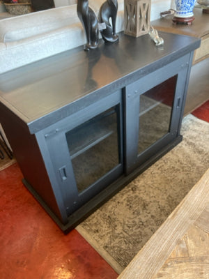 2 Door Wood Black TV Stand