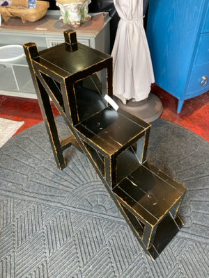 Black Wood Tiered Plant Stand