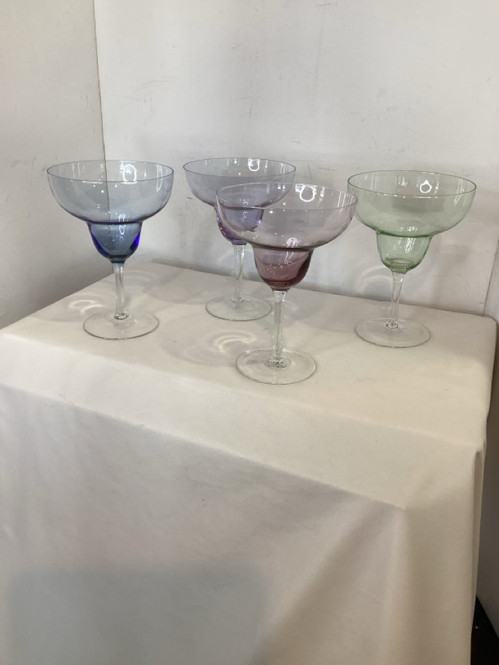 Set of 4 Multi Glass Margarita Glasses