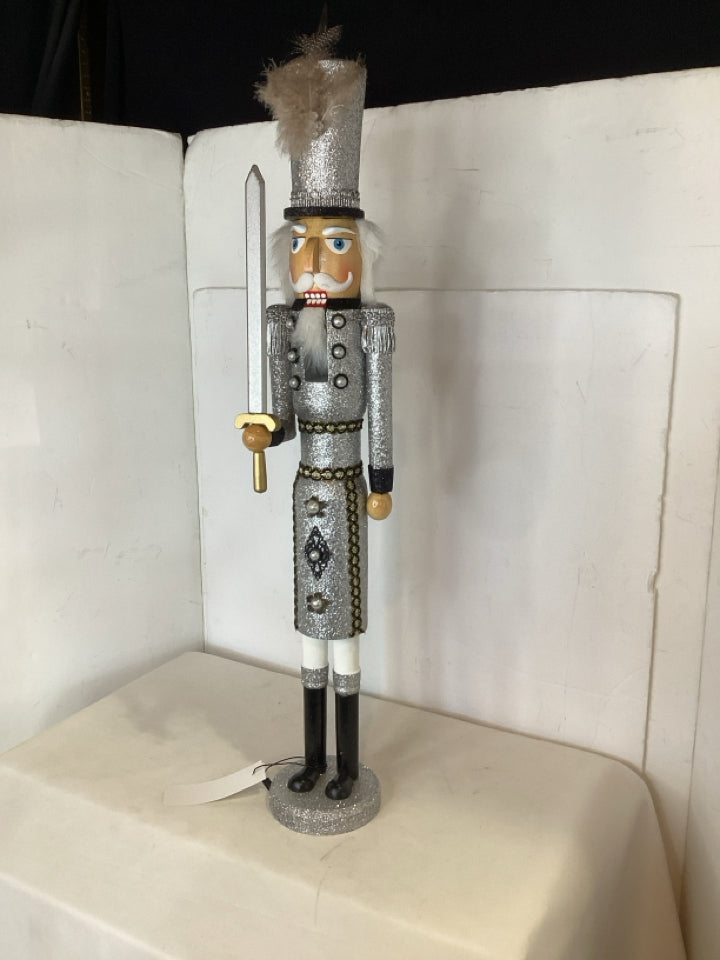 Christmas Silver/Black Wood Nutcracker Holiday Item