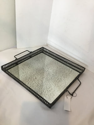 Mirrored Silver Metal Tray