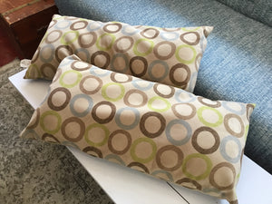 Pair Tan/Brown Ultrasuede Circles Pillow Set