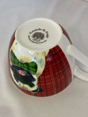 Mug Red/Green Bone China Pug Plaid Holiday Item