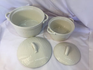 Temp-tations Pair White Ceramic 2 Sizes Lidded Casserole