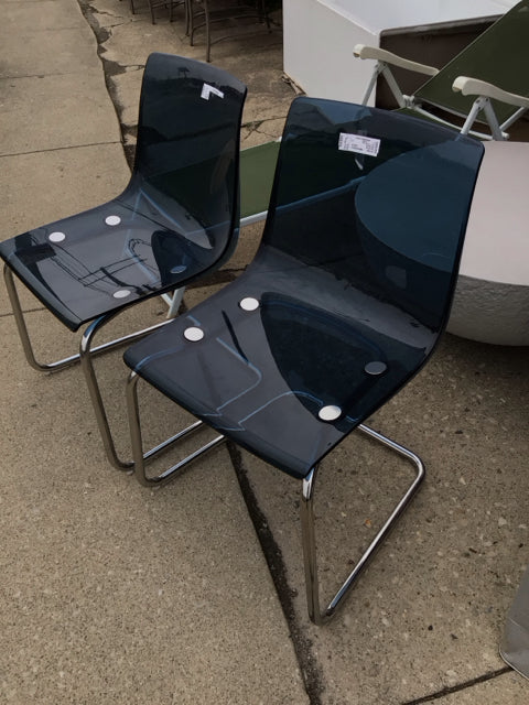 IKEA Modern Lucite Pair Blue Chair