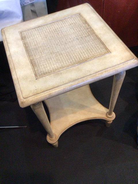 Side Wood Tan/Cream Table