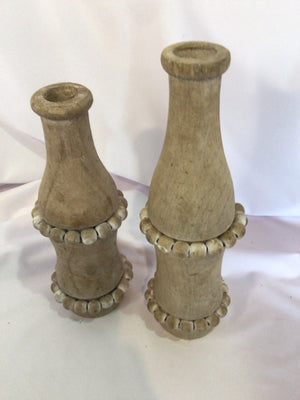 Set of 2 Gray Wood 2 Sizes Bottle