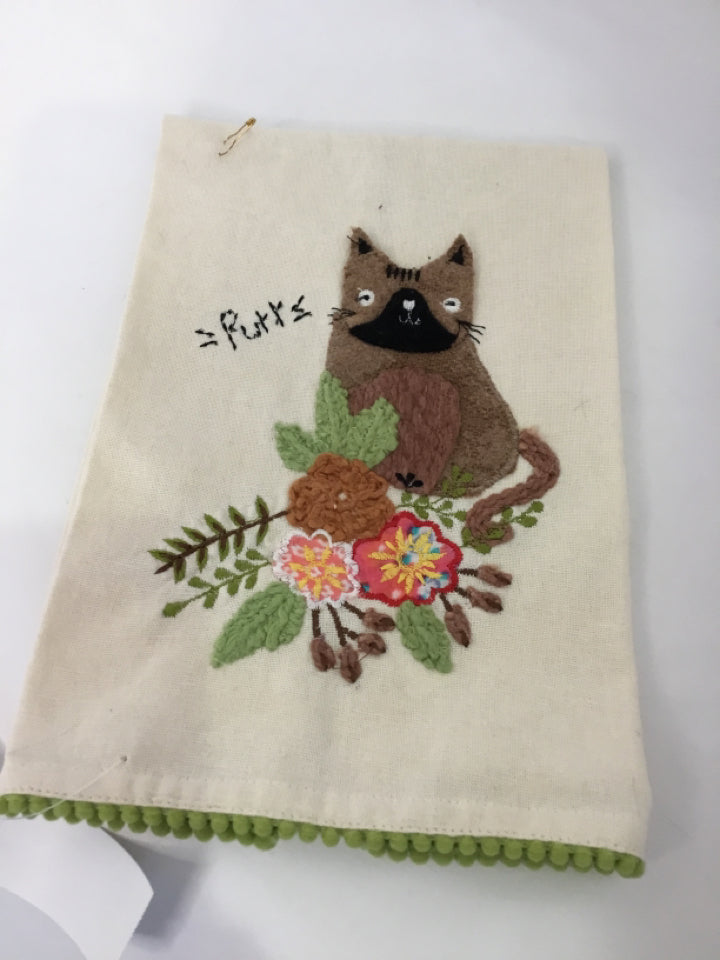 Mudpie Cream Cat Towel
