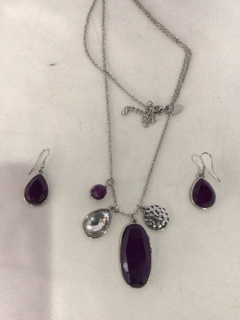 Purple w/Earrings Necklace Set