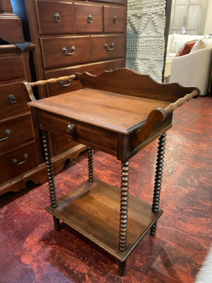 Antique One Drawer Shelf on Bottom Brown Table