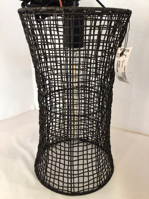 Hanging Wicker Plug In Black Light Fixture