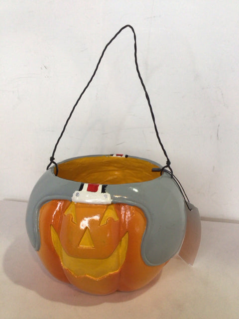 Halloween Orange/Gray Plaster Pumkin Bowl
