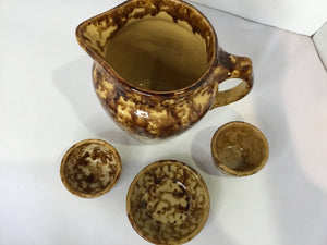 Vintage Tan/Brown Pottery Drip Pitcher
